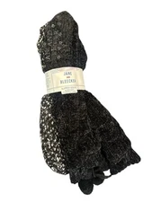 Jane and Bleecker Slipper Socks Warm Fuzzy Soft Black Plush