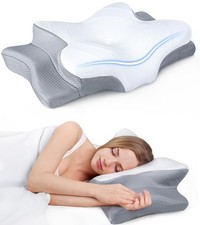 Ultra Cooling Pain Relief Cervical Pillow for Neck Support Grey Adjustable