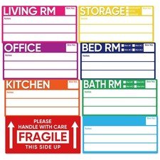6 x 3 Inches Large Removable Moving Labels for Boxes, 180 Pack 8 Color Coded ...