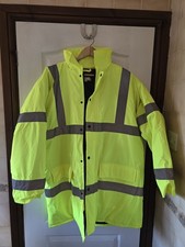 Hi-Vis Safety Jacket XL Reflective Rain and Wind Proof. Warm, Padded with Hood.