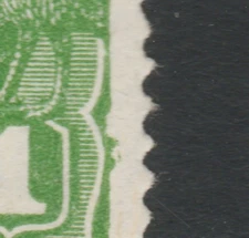 1926 KGV SMW PERF 14 1d GREEN "DAMAGED LOWER RIGHT FRAME" BW 80 {3}G $40.00