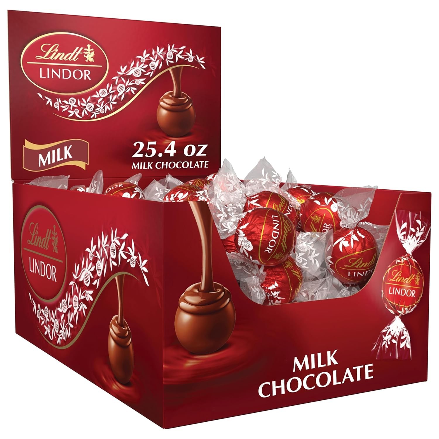 Lindt LINDOR Milk Chocolate Truffles 60 Count 25.4 oz Smooth Melting Center