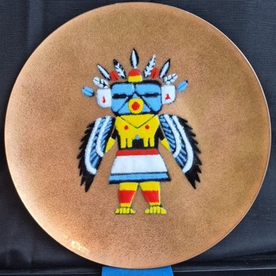 Annemarie Davidson MCM Enamel on Copper Kachina Plate 7.5