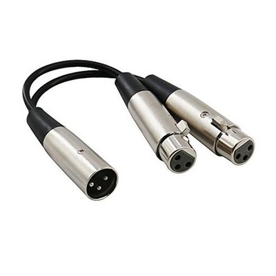 1 ft XLR Male to Dual XLR Female Mic Combiner Y Cord Balanced Microphone