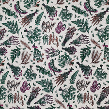 Floral Toss Fabric Purple Green Garden 2 Yards
