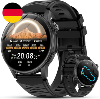 GPS Smartwatch Herren, 1.43'' BEIDOU+GLONASS Fitnessuhr Mit Telefoniefunktion, Ch