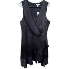 Nine West Womens Mineral Black Snakeskin Sleeveless Wrap Mini Dress L WW33Y219