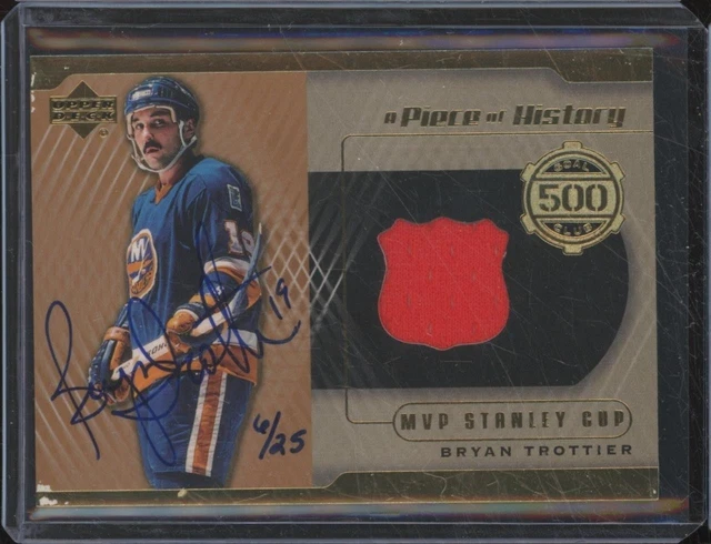2000-01 UD A Piece of History 500 Goal Club Bryan Trottier Relic Auto /25 BIN2