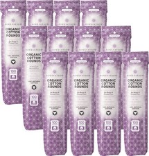 Organic Cotton Rounds, Bulk 1200 Count - Makeup Remover Pads for Face, Lint-Free