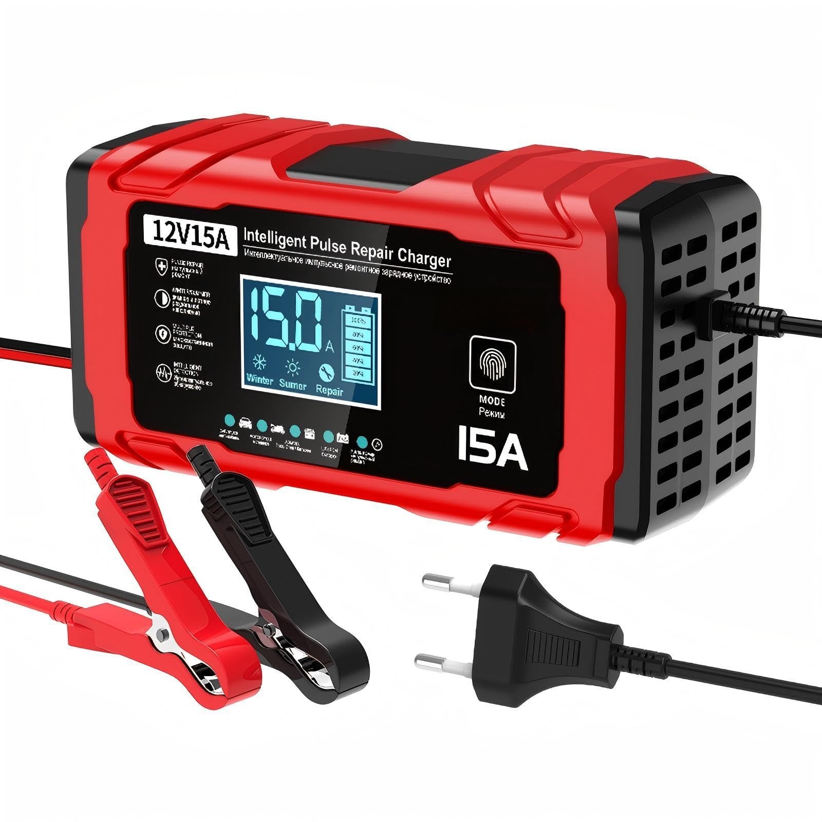 Chargeur batterie voiture 12V 15A intelligent contre les pannes auto