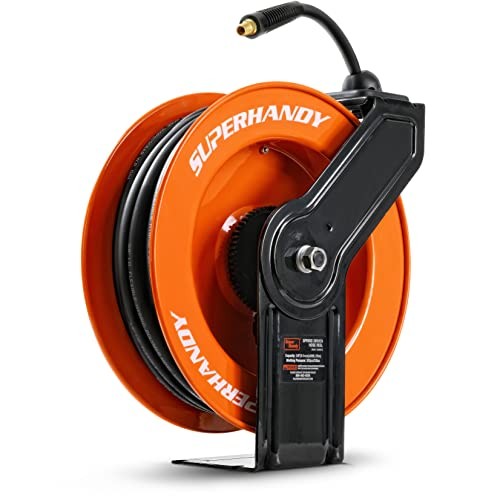 SuperHandy Air Hose Reel Retractable 3/8" x 50' Feet GUR075 - ORANGE