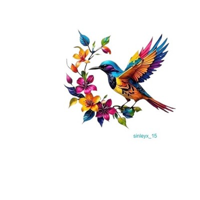 3D Hummingbird Wall Art Featuring Flying Bird and Blooms 30cm x 26.7cm Metal