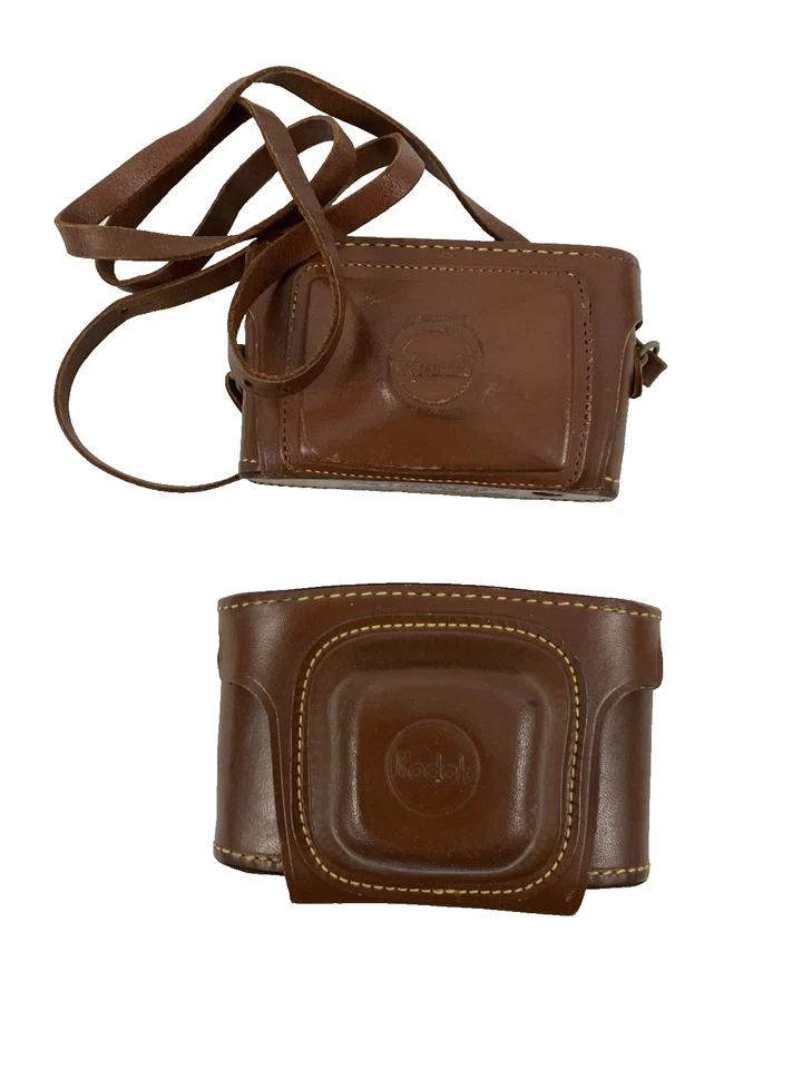 Lote de 2 estuches de cuero para cámara Kodak vintage - logotipo marrón en relieve Foto 2 de 4