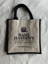 Basil Hayden Bourbon Whiskey Burlap Tote Reusable Shopping Bag **NEW**