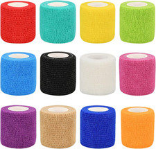 12/24/48Pcs Self Adhesive Bandage Wraps, 1/2/3/4In 5 Yards, Multicolor/Skin Colo