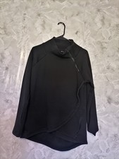 Athleta Cozy Karma Asym Pullover Womens Black Fleece Sweatshirt Size M