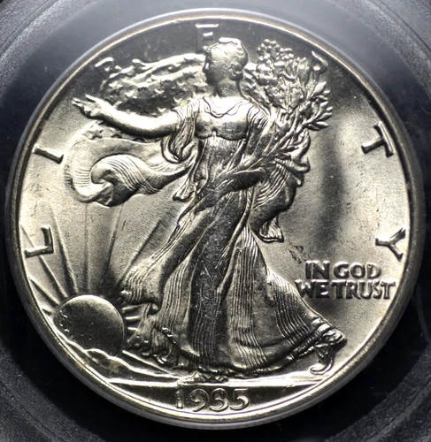 1935 D WALKING LIBERTY HALF PCGS MS 62 OLD GREEN HOLDER DEFINITELY "CHOICE BU",