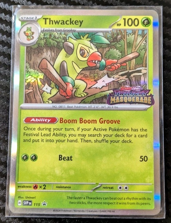 Thwackey 115 Twilight Masquerade Promo Holo Pokemon Card NM Condition