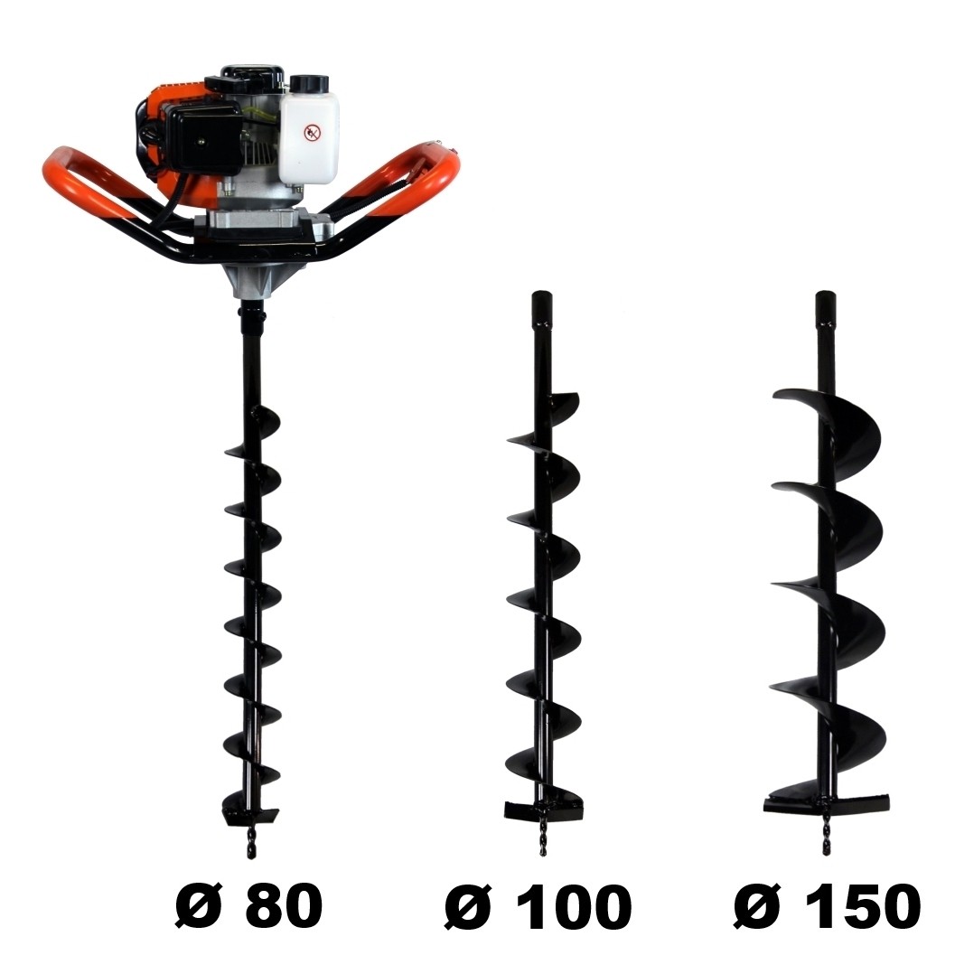 Tarière thermique 3 CV motorisation 52 cm3 à double poignée ergonomique antivibration