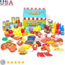 Comprehensive 122 Piece Kids Pretend Play Food Set Kitchen Playtime Fun New
