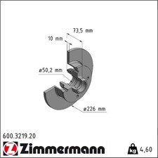 2x Zimmermann 600.3219.20 Bremsscheibe für VW SEAT GOLF VENTO PASSAT CORRADO