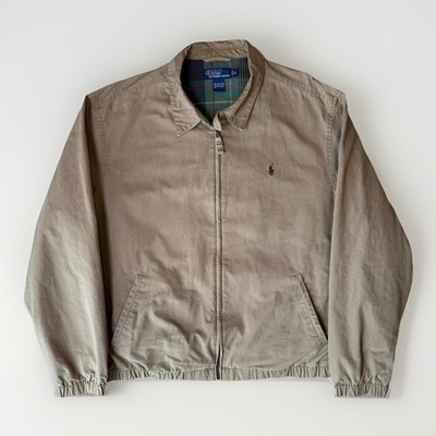 Vintage Polo Ralph Lauren Harrington Jacket XL Dark Khaki Lined Full Zip RRL