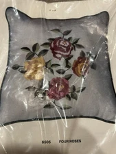 Vtg American Family Crafts Crewel Embroidery Kit Four Roses #6505 Boho Retro NEW