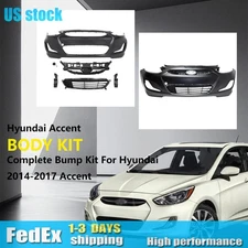 Front Bumper Cover Fascia & Grille For 2014-2017 Hyundai Accent