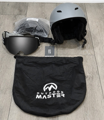 OutdoorMaster Ski Snowboard Helmet Goggles Combo Gray Size S Open Box Clean Set
