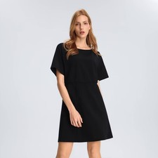 Women Short Sleeve Mini A-Line Dress - A New Day Black S