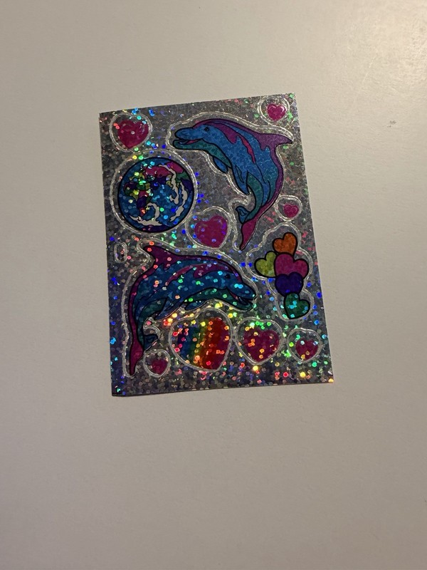 VINTAGE Stickers Prismatic Vending Machine Rainbow Hearts Dolphins