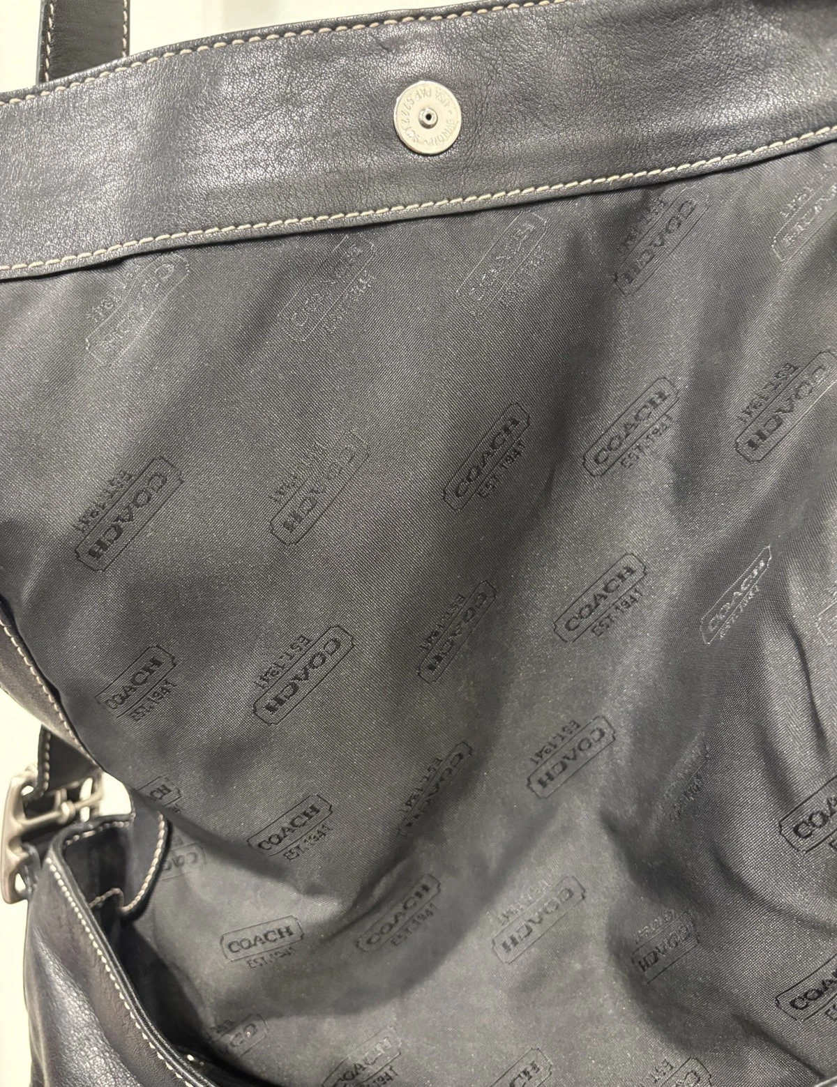 Borsa a tracolla Coach Hampton in pelle nera 9570 tracolla in morbida pelle vintage