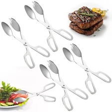 4 PACK Buffet TongsStainless Steel Salad TongsServing Tongs for Home，KitchenC...
