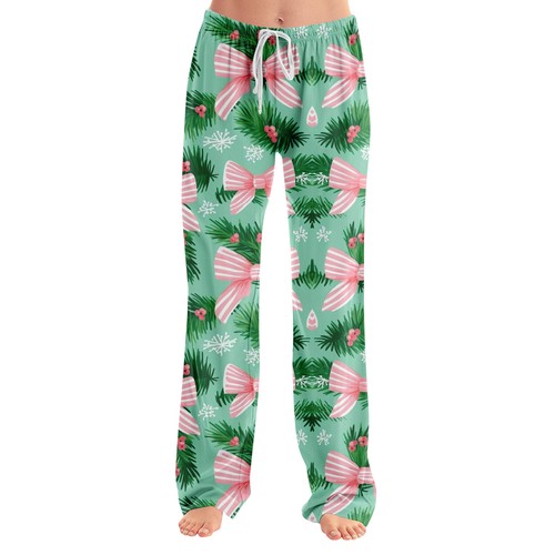 Womens Pajama Pants Sleepwear Casual Drawstring Elastic Waist Pants Comfy - Picture 7 of 36