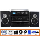 Trexonic 811Bs 3-Speed Turntable Dual Cassette Cd Player w Warranty Remote Mp3