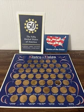 1969 Shell Oil States Of The Union 50 Solid Bronze Collectors Coin Set Incomplet