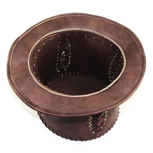 Unisex Cosplay Top Hat Faux Leather Halloween Steampunk Retro with Goggles Hat - Picture 5 of 10