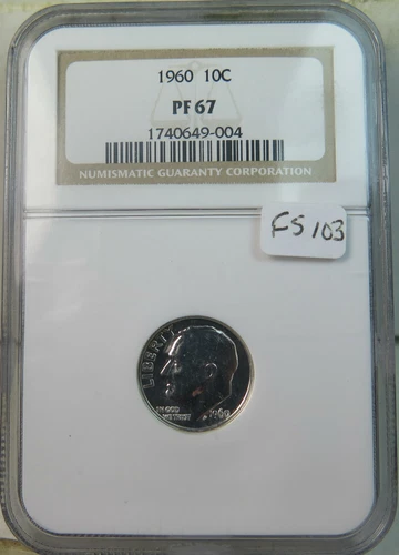 1960 Roosevelt dime NGC PF67 *FS 103 DDO* BR