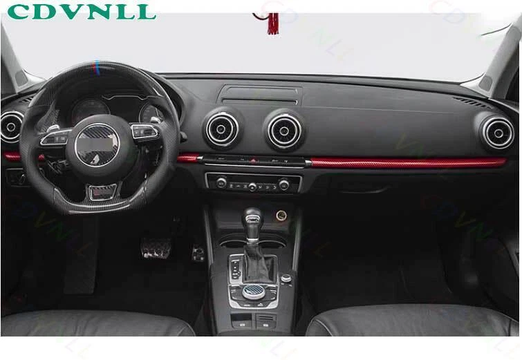 For Audi A3 S3 RS3 2014-21 Red Carbon Fiber Middle Console Dashboard Panel Strip — 第 3/4 张图片