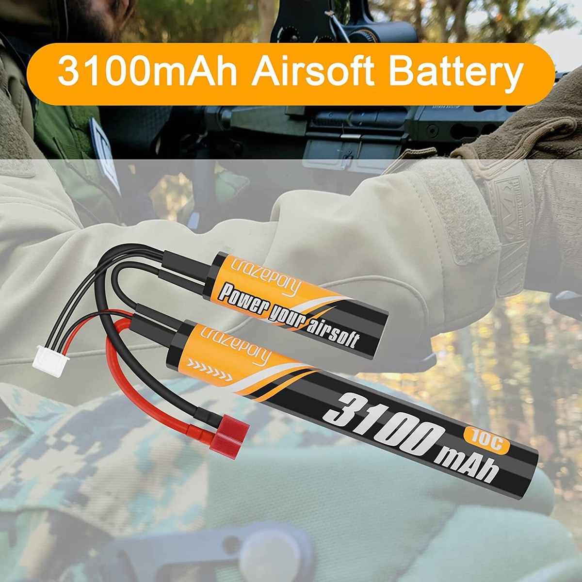 Airsoft Batteries Crazepony Airsoft Battery 11.1V 3100mAh Nunchuck ...