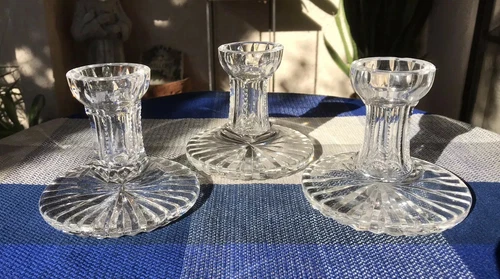 3pcs - Vtg Waterford Crystal Giftware Candle Holders 4.5in W x 3.5in T Ireland