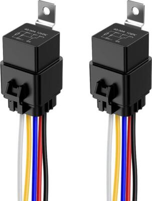 2 Stück 40/30 Amp Wasserdicht Relais Schalter Kabelbaum Set - 12V DC 5-Pin SPDT 12