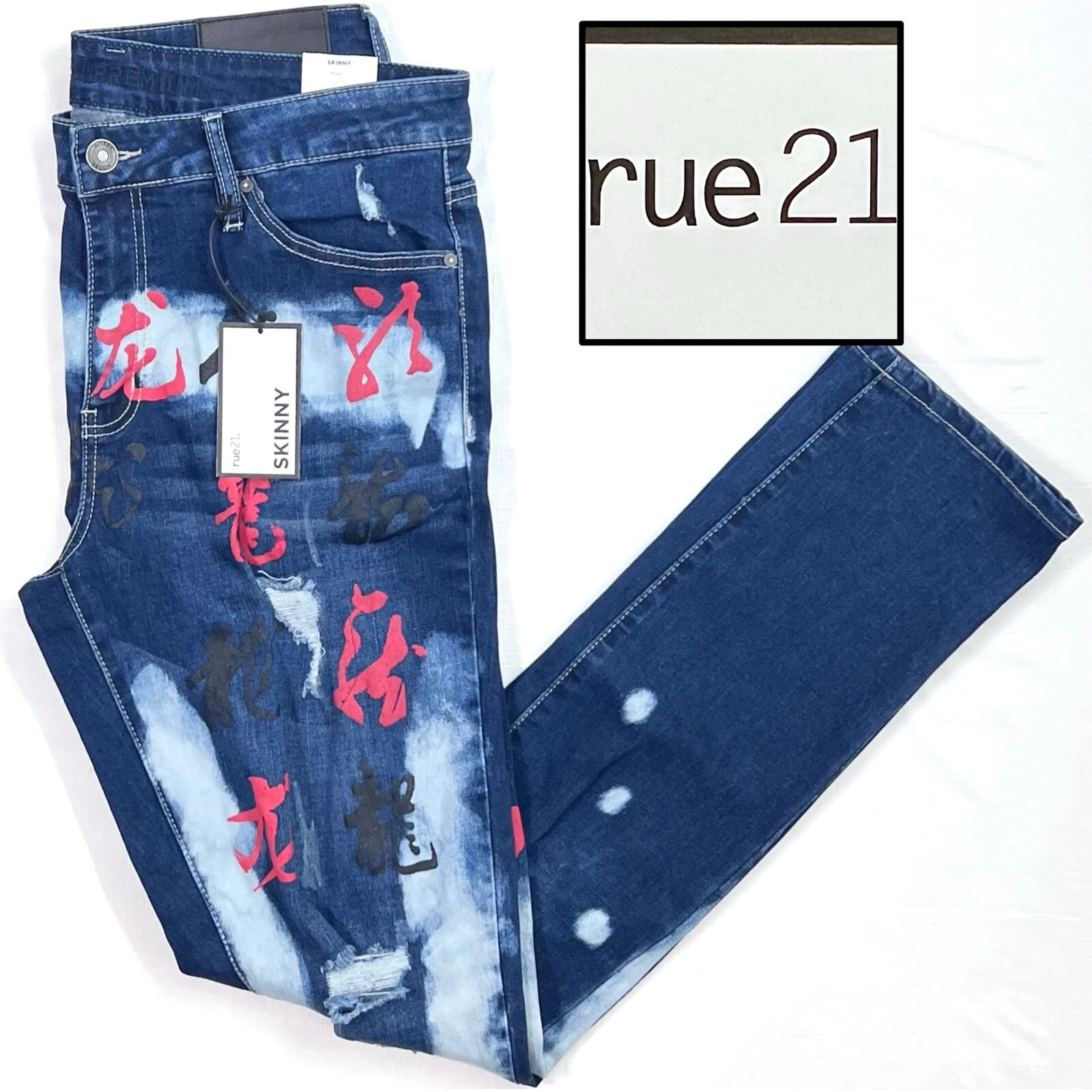 Pantalon jean homme Supreme Flex skinny peint foncé denim taille 34x34 neuf avec étiquette RUE21
