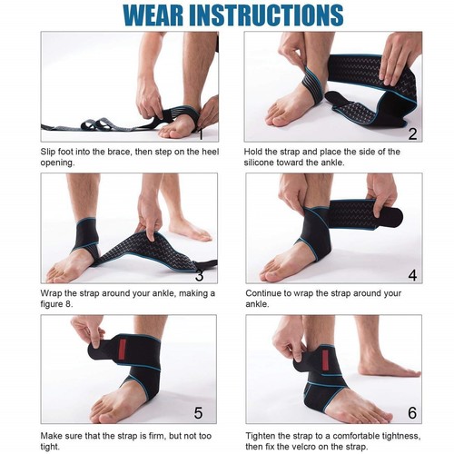 TOP GRADE ADJUSTABLE ANKLE SUPPORT BRACE BREATHABLE ELASTIC FOOT STRAP SLEEVES - Picture 3 of 4
