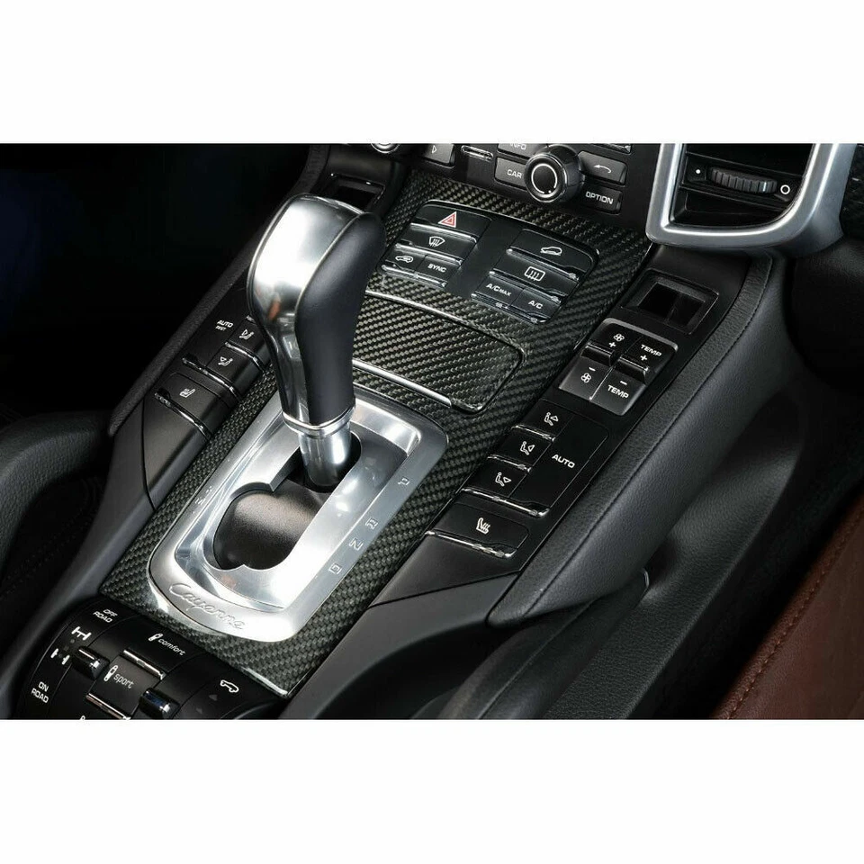Calcomanía interior adhesiva de fibra de carbono brillante para Porsche Cayenne 2011-2017 Foto 3 de 4
