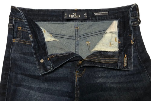 Pantalones de mezclilla HOLLISTER tiro alto súper ajustados azules talla 27 cintura rodillas aplastadas - Imagen 12 de 12