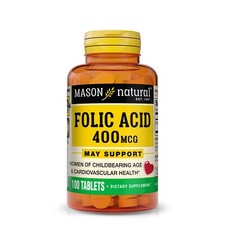 Mason Natural Folic Acid 400 mcg - For Women of Childbearing Age, 100 Tablets