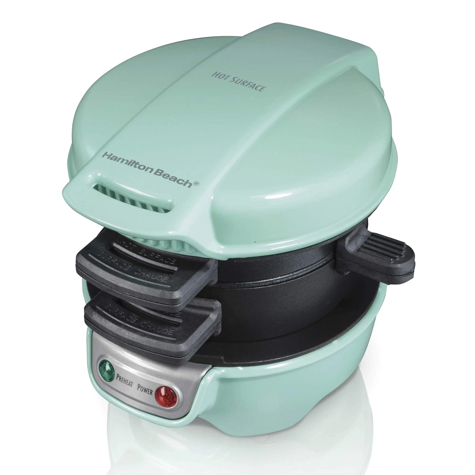 Hamilton Beach Breakfast Sandwich Maker with Egg Cooker Ring Mint 25482