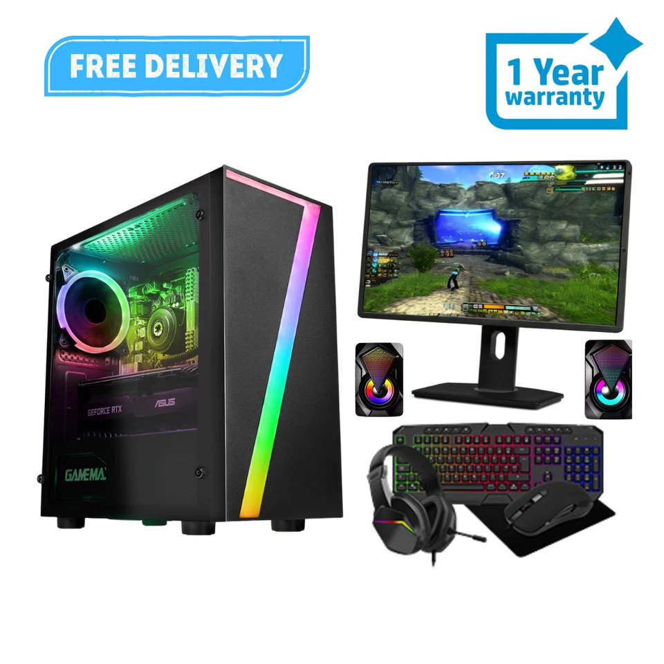 Fast Gaming PC 24" Bundle Intel Quad CORE i5 16GB SSD+ 1TB HDD Win 11p 4GB GT730 - Image 4 of 4