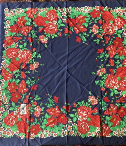 VTG Yves Saint Laurent floral print silk scarf 33”